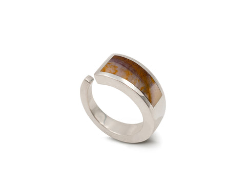 Open Ring Silver with Chrysoprase Agate