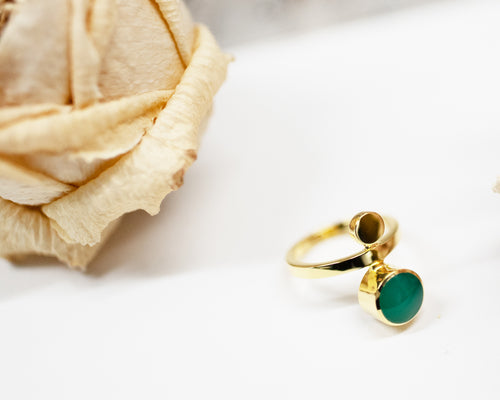 Bubble Ring Gold with Chrysoprase Agate