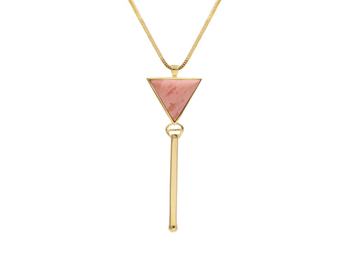 Triangolo Pendant Gold with Pink Opal